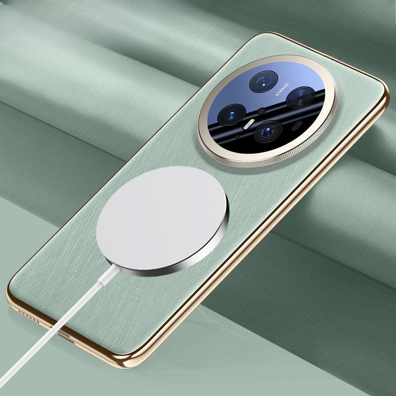 Подходит для чехла для мобильного телефона Huawei Mate70pro Магнитное притяжение Полная упаковка для объектива Huawei Защита от падений M70 Гальваническое покрытие Бизнес Кожаный чехол