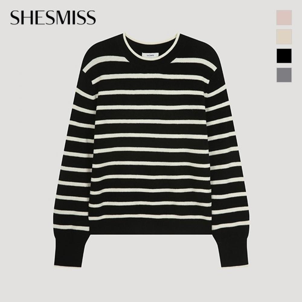  Shs Miss  Wool Stripe Round Neck Knit Sskpoo42050