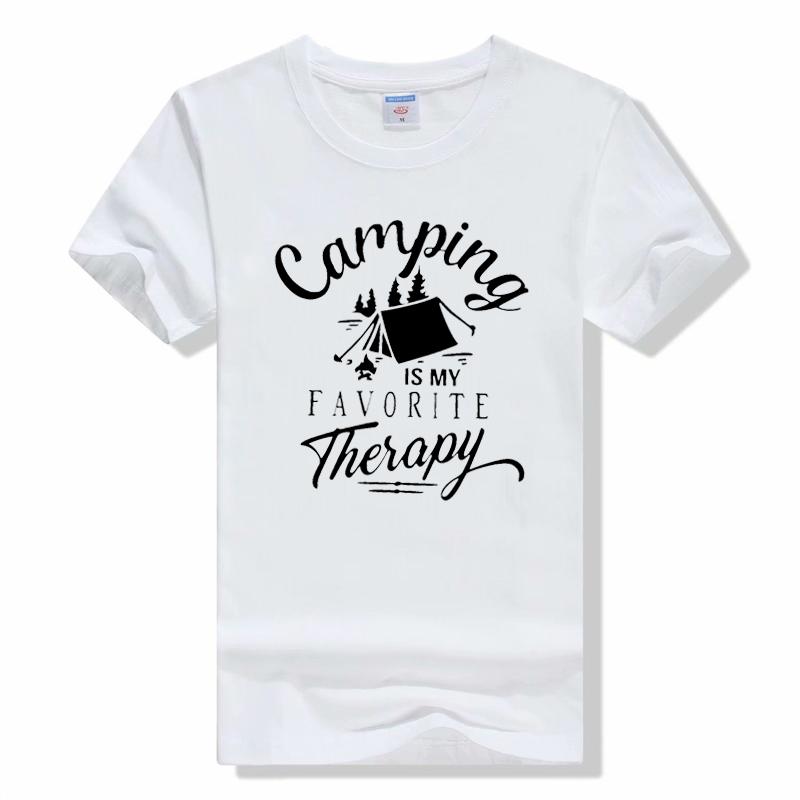 Футболка унисекс для кемпинга - моя любимая терапия, футболка унисекс для кемпинга, папы, модная повседневная футболка унисекс с короткими рукавами
