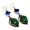 Ruby Zosite Blue Topaz Gemstone 925 Silver Plated Jewelry Earring 2.46"