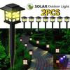 2Pack Outdoor Solar Lawn Lights Retro Small House Lamp Courtyard Garden Decoration Small Night LED Inserted Small Palace Lights