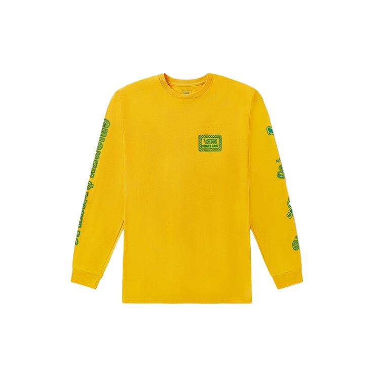 Vans T Shirts Men's Yellow Crew Neck Moderate Straight Fit VN0A4ROY85W