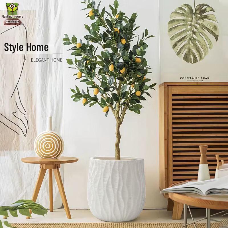 Высокий цилиндрический цветочный горшок из смолы