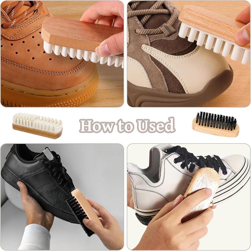 6pcs Brass Nylon Bristle Suede Brush for Shoes Stain Removal Cleaning Tools