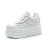 Fashion 8CM  Platform Wedge Sneakers Microfiber Leather Comfy Breathable Skate Board Vulcanized Chunky Hidden Heel Block Shoes