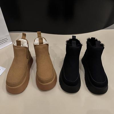 Женские зимние ботинки на толстой подошве с увеличением роста, новинка 2025 года, короткие хлопковые ботинки с утолщенной подкладкой, обувь из хлопка для снега Sangpo Village, Северо-восток