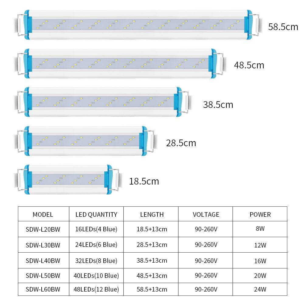 Супертонкий светодиодный светильник для аквариума, светильник для водных растений, 18-75 см, расширяемый водонепроницаемый зажим на лампе для аквариума