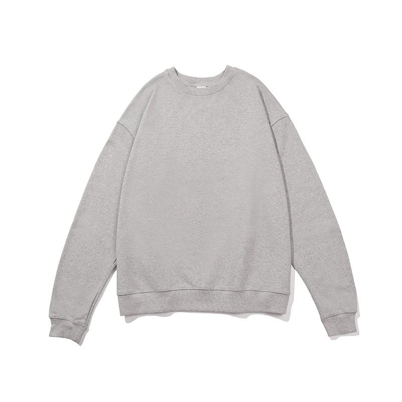 Men's Solid Crewneck Sweatshirt 380G French Terry Cotton Oversized Casual Pullover Unisex Couple Top