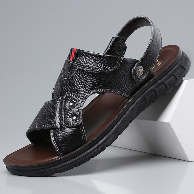 Летняя обувь Мужская Высококачественная повседневная мягкая кожаная обувь Сандалии черные коричневые широкие большие размеры 36-50 Классические сандалии для мужчин и женщин