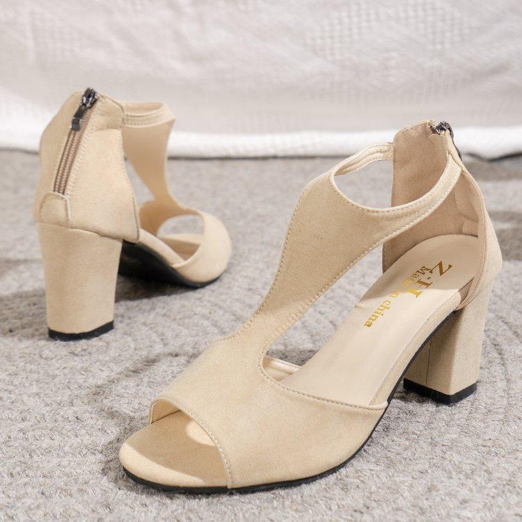 Летние новые модные сандалии больших размеров с застежкой-молнией сзади и пустыми толстыми римскими сандалиями в виде рыбьего рта сбоку для женщин. Сандалии Zapatos De Mujer