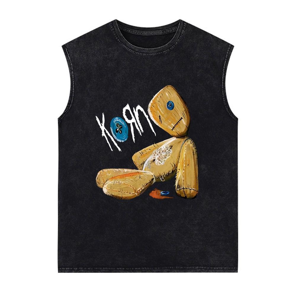 Футболка жилет Korn Music Concert Rock Band World Tour для мужчин, металлическая готика, свободные винтажные потертые майки
