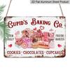 2D Flat Cupid'S Baking Co. Aluminium Wall Art - Vintage Decorative Sign for Home, Kitchen, or Restaurant, 8x12 Inches, Rustic Metal Sign with Heart