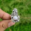 Rainbow Moonstone Stone Mother Flower Solitaire Ring Jewelry 925 Sterling Silver
