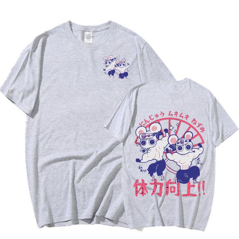 Аниме Demon Slayer Uzui Tengen Mice Muki футболки ниндзя Muscular Mouse Gym футболка с рисунком Мужская женская повседневная хлопковая футболка