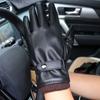 Cycling Solid Color PU Leather  Gloves Plus Plush Korean Style Mittens Men Gloves