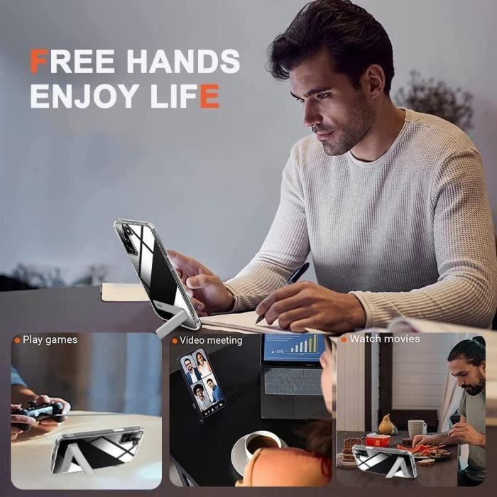 Coque Silicone pour Samsung Galaxy A54 5G Protection Antichoc Transparent avec Support Argenté