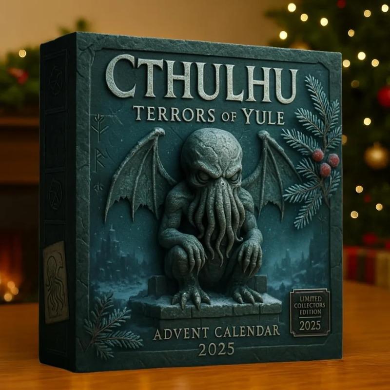 Cthulhu:Terrors of Yule Advent Calendar 2025, 2D Flat Acrylic 24 Hanging Cthulhu Monsters Ornament, Gothic Advent Calendar for Monster Fans