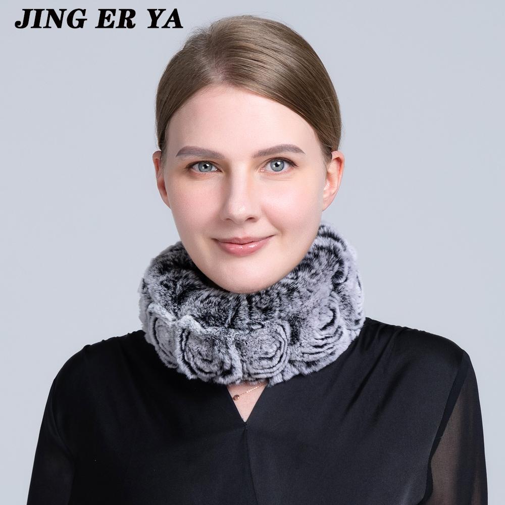 JINGERYA женский натуральный мех ручной работы эластичный меховой шарф вязать из натурального меха кролика рекс повязки на голову для девочек натуральный мех кольцо капюшон снуд шарфы зимние