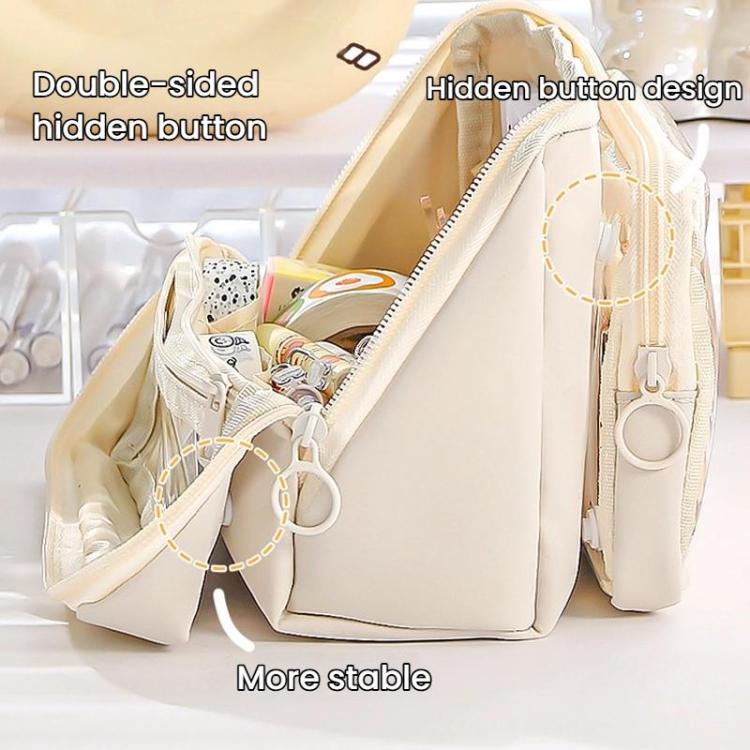 Large Capacity Pen Pouch With Detachable Transparent Layer Simple Stationery Pouch for Students Cosmetics Bag