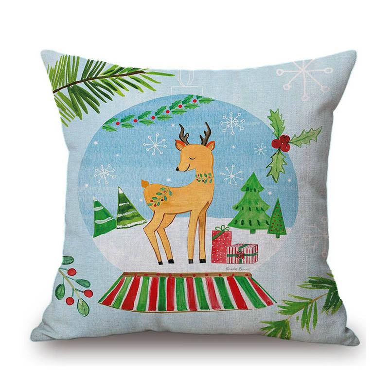 Lovely Cute Cartoon Flower Wreath Bunny Polar Bear Deer Fox Christmas Decoration Children Nursery Sofa Pillow Case Cushion Cover