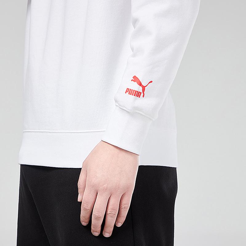 Puma Новогодняя серия Маджонг с принтом на спине и круглым вырезом, мужская толстовка, топы, белые 531298-02