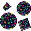 Neon Theme Party Disposable Tableware Set Colorful Graffiti Paper Plates Napkins Cups Kids Happy Neon Birthday Party Decoration