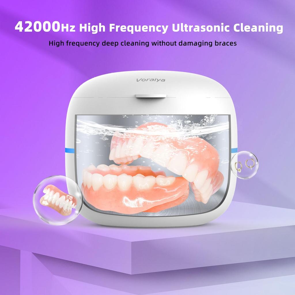 Ultrasonic UV Cleaner with Fan Mini Household Dental Pulsating Cleaning Kit for Jewelry False Teeth Dentistry Box Beauty Health