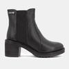 Women's Elastic Ankle Boots with Heels Mine Black Grained Leather