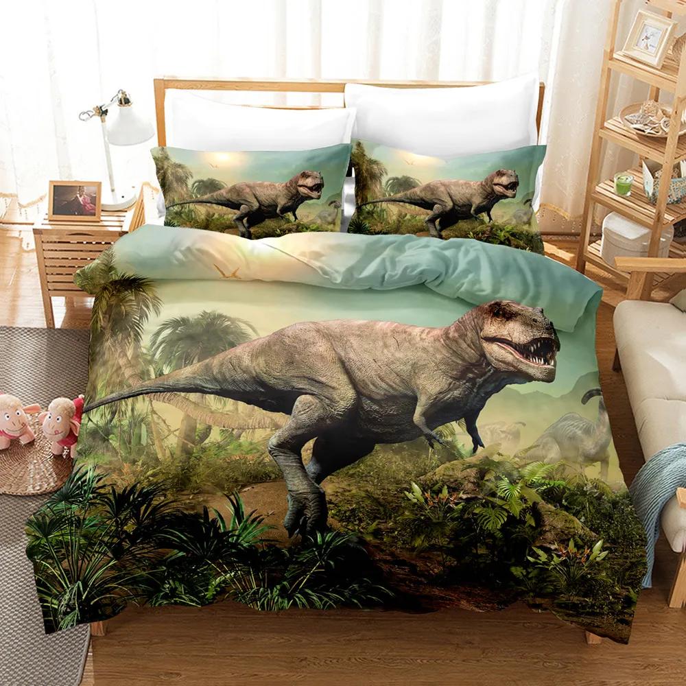 Комплект постельного белья для взрослых и детей, зимние комплекты пододеяльников для детей, твин, фулл, квин, кинг, набор для спальни, 3D Динозавр Housse De Couette