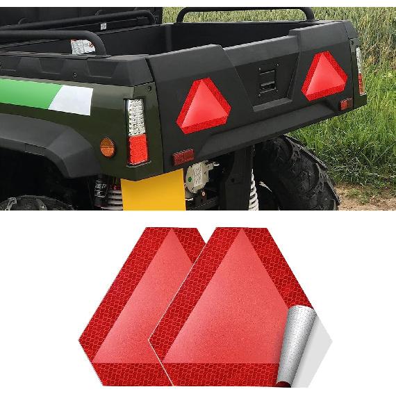 Slow Moving Vehicle Sign 2 Pack,7"X8" Diamond Grade Reflective Sticker,Car Safety Sticker And Decal,SMV Sign For Golf Cart(Red,2Pack)