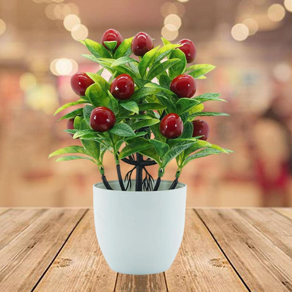 Artificial Fruit Plants Tree Potted Floral Decor Fake Flower Plant Mini