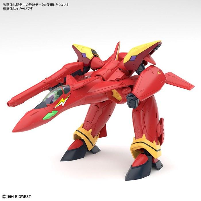HG Macross 7 VF-19 Fire Valkyrie with Sound Booster 1/100 Scale Color-Coded Plastic Model Kit, Red