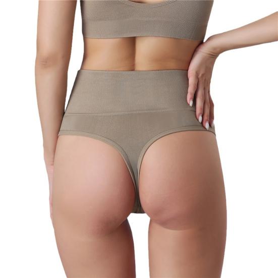 Women Underpants High Waist Solid Color Slimming Thread Butt-lifted Good Breathability Elastic Quick-drying Sport Casual Briefs Female Panties