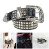 Rivet Waist Belt with Diamond Pin Buckle for Adult Personality PU Waist Belts for Women Coat Dress Adjustable Length