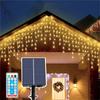 Solar LED Curtain Lights Fairy String Light 3/5/6m Christmas Garland USB Festoon Holiday Light Wedding Street Patio Decoration