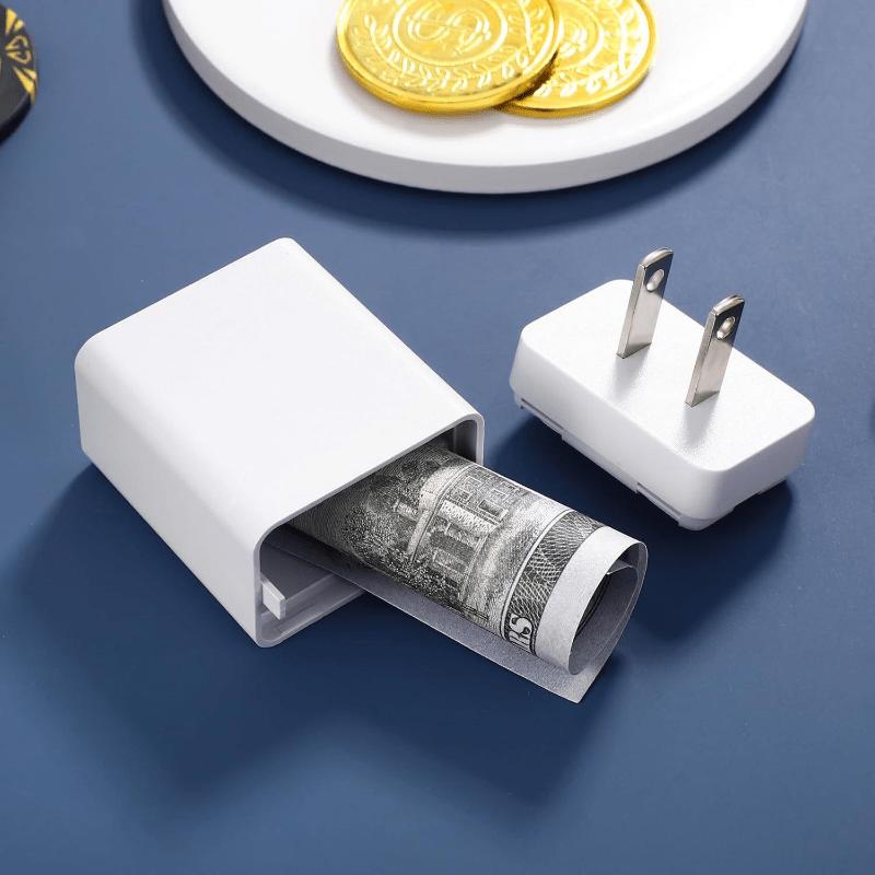 1 шт. Многоцелевой квадратный пластиковый сейф с реалистичным дизайном вилки зарядного устройства, портативный дорожный органайзер для денег и лекарств