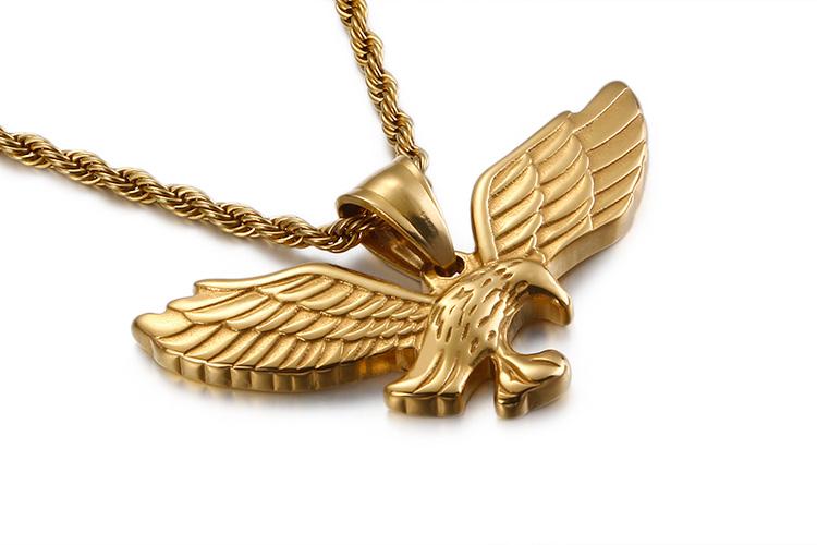 Kalen Fashion Stainless Steel Eagle Pendant Necklace for Men with Wing Link Chain Choker Design - Trendy Animal Themed Jewelry