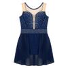 Kids Girls Ballet Lyrical Dance Figure Ice Skating Dress Hollow Back Mesh Gymnastics Leotard Dress