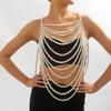 Exaggerated Heavy Geometric Pearl Body Chain Personality Retro Creative Fashionable Style Irregular Chest Ornament
