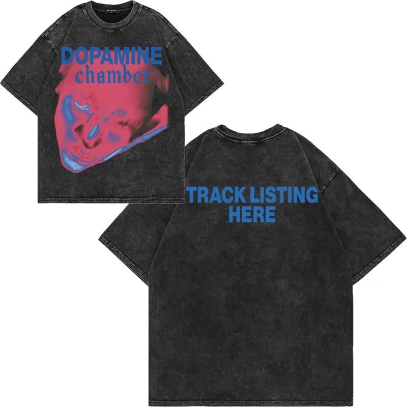 100% Хлопок Винтажная Стирка Fontaines DC Dopamine Chamber Футболка Модная Мужская Эстетичная Ретро Свободная Стиранная Футболка