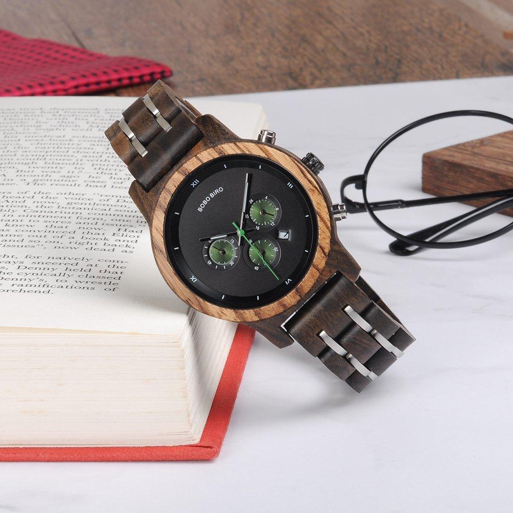 BOBO BIRD Деревянные часы Деревянные легкие часы Кварцевые аналоговые часы с датой Деревянные часы Кварцевые модные часы Деревянные часы Женские (П18-1)