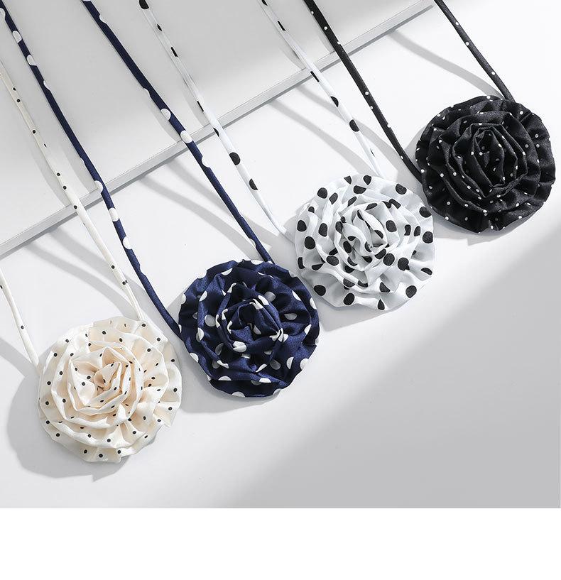 Новое шифоновое ожерелье-чокер в горошек с розами для женщин, аксессуары для вечеринок, длинное элегантное ожерелье с бантами