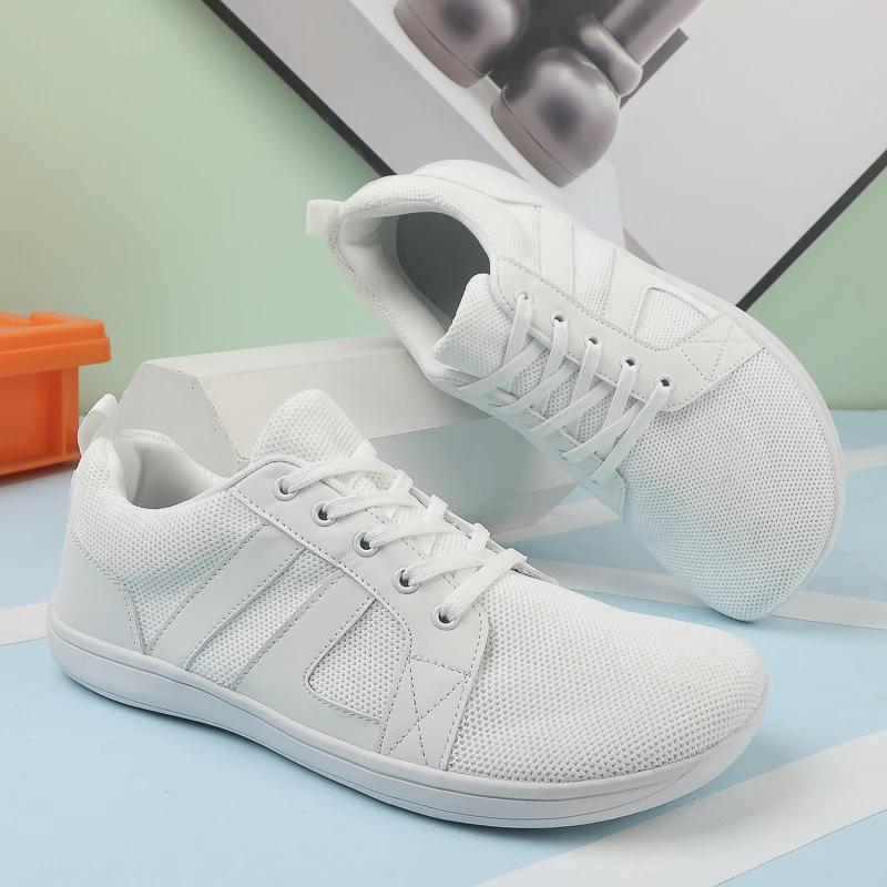 Новые мужские широкие парусиновые кроссовки Barefoot 2024, модные балетки, мягкая подошва с нулевым перепадом высоты, широкий носок, легкие модные кроссовки, большой размер 48