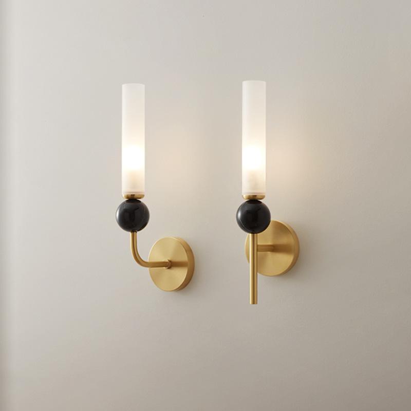 Nordic Modern Glass Wall Decoration Lights Bedside Corridor Board Balcony Wall Lamp Marble Base Illumination Atmosphere LED