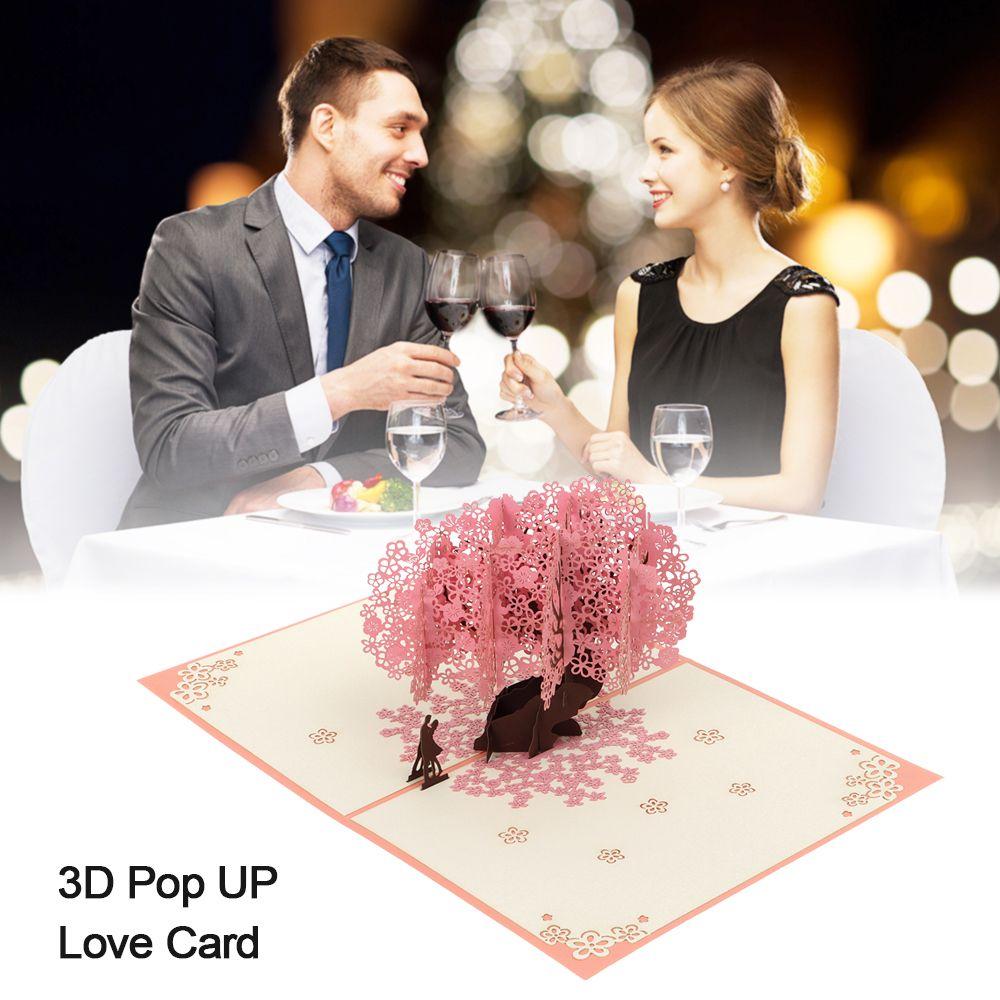 Gift Valentine's Day 3D Wedding Invitation Thank You Cards Greeting Card Pop UP Love Card
