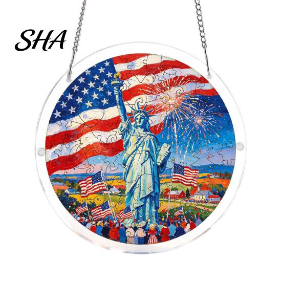 Window Decoration Puzzle Acrylic Suncatcher, Colorful Hanging, 7.48 Inch Sun Catcher Pendant Ornament, Ideal for Gifting And Home Decor Artistic Light