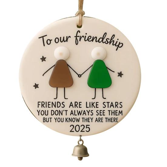 Friendship Sea Glass Christmas Ornament Round/Heart Shaped Friendship Keepsake for Best Friends Handmade Sea Glass Art Hanging Ornament for Christmas