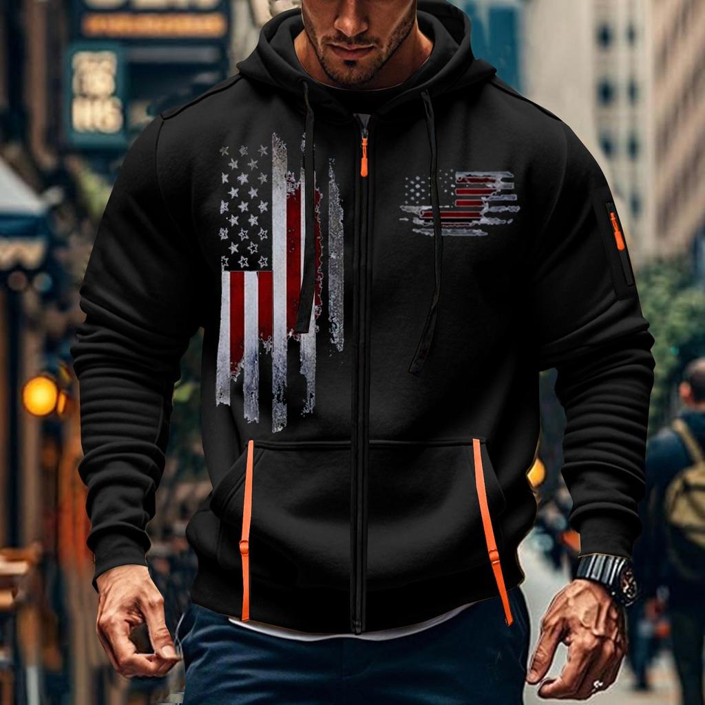 Мужская спортивная повседневная толстовка с капюшоном, кардиган с капюшоном на молнии, многокарманное пальто с капюшоном