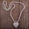 Heart Shape Pendant Turquoise Beaded Necklace 8 mm Beads Boho Necklace  Women Gift