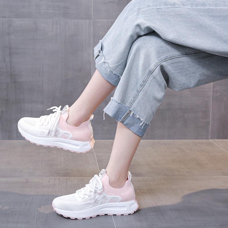 Женская обувь, модная модная обувь, повседневная обувь на толстой подошве, спортивная обувь с тканой дышащей сеткой, женская спортивная обувь